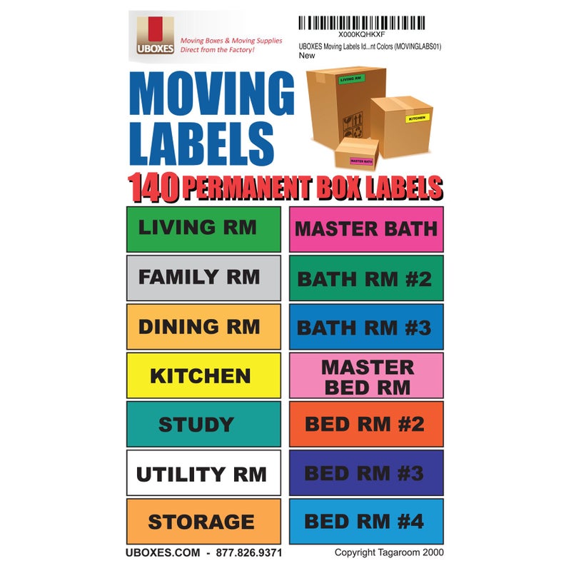 UBOXES Moving Labels Identify Moving Box Contents with 140 Labels, 4.5 x 1 Each (MOVINGLABS01)
